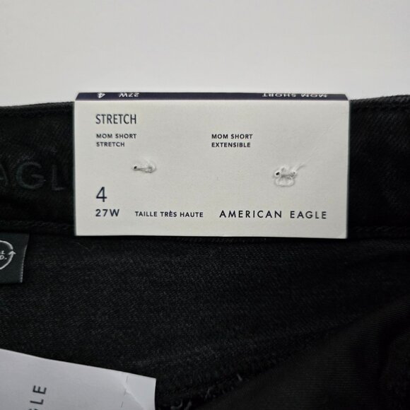 American Eagle Outfitters Women's Black Denim Mom Shorts High Waist Stretch Sz 4 - Picture 6 of 16
